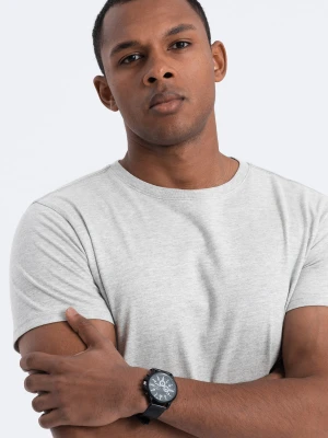 Klasyczny T-shirt męski bawełniany BASIC - szary V3 Ombre Clothing