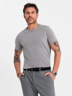 Klasyczny T-shirt męski bawełniany BASIC - szary V3 - Rozmiar: 4XL Ombre Clothing