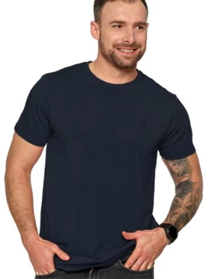 Klasyczny T-shirt męski idealny do casualowych stylizacji - granatowy Moraj