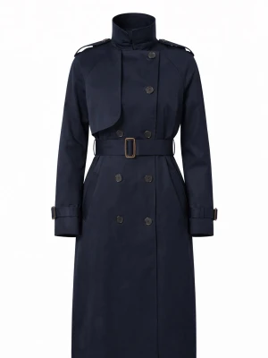 Klasyczny trencz damski długi płaszcz na wiosnę i jesień - beżowy / czarny / granatowy LAÏF