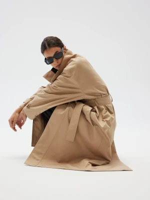 Klasyczny trencz w kolorze BEŻOWYM - MERVE-S/M Marsala