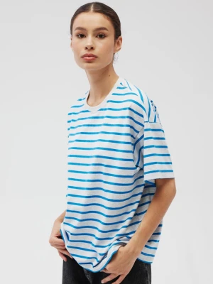 Klasyczny Tshirt w paski NIEBIESKO SZARE - DUAL Marsala