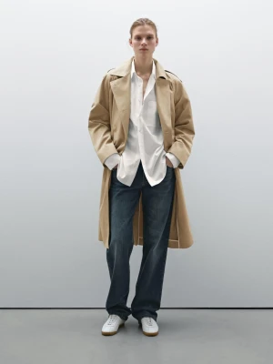Klasyczny Wodoodporny Trencz - Beżowy - - Massimo Dutti - Kobieta