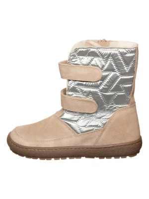 kmins Skórzane botki zimowe w kolorze srebrno-beżowym rozmiar: 31