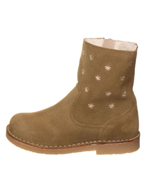 kmins Skórzane kozaki zimowe w kolorze khaki rozmiar: 33