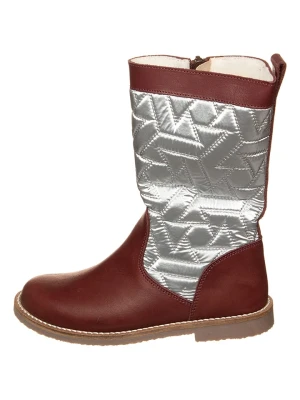 kmins Skórzane kozaki zimowe w kolorze srebrno-ciemnoczerwonym rozmiar: 36