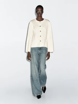 Knitted Cardigan 100% Wool - Biały Złamany - - Massimo Dutti - Female