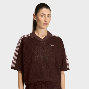 Knitted Crochet Polo adidas Originals brązowy