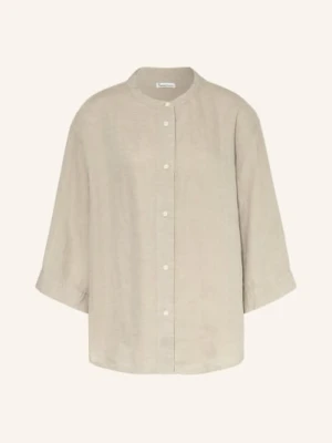 Knowledgecotton Apparel Lniana Bluzka Z Rękawami 3/4 gruen