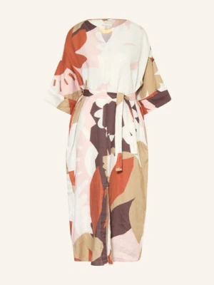 Knowledgecotton Apparel Lniana Sukienka Z Rękawami 3/4 gruen