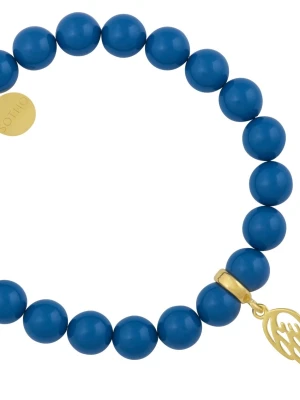 Kobaltowa bransoletka perły SWAROVSKI® ELEMENTS ze złotym skrzydłem SOTHO