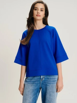 Kobaltowa luźna bluza z rękawami 3/4 Greenpoint