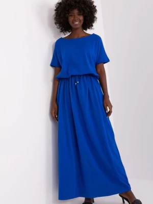 Kobaltowa sukienka maxi basic z bawełny RELEVANCE