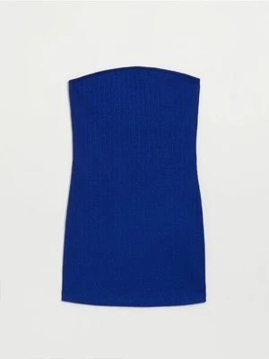 Kobaltowa sukienka mini bandeau bez ramiączek House