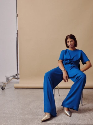 Kobaltowe spodnie z wiskozy TARANKO