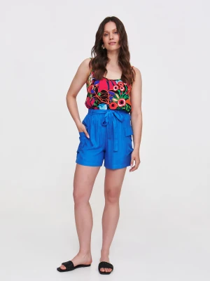 Kobaltowe szorty z wiązanym paskiem Top Secret