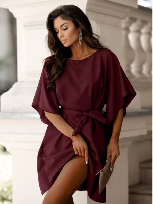 Kobieca sukienka nietoperz CANDICE - bordowa  magmac 