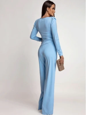 Kobiecy komplet z szerokimi spodniami ITANJA - błękitny  magmac 