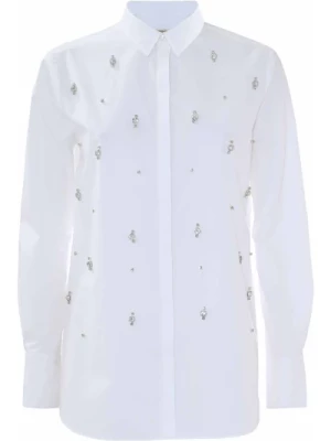 Kocca, Błyszcząca koszula smokingowa z bawełny White, female,