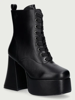 Koi Footwear botki na słupku damskie Reign Lace Up Platform czarny