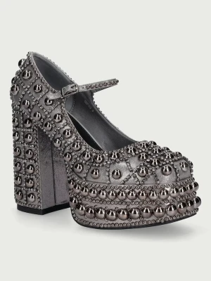 Koi Footwear czółenka Basset Hand Studded Platform Heel Grey