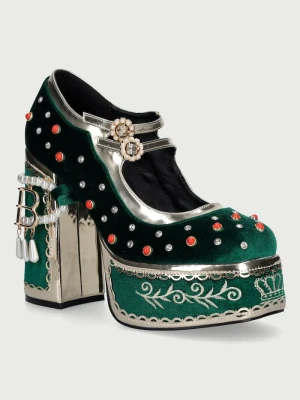 Koi Footwear czółenka Boleyns Revenge Bejewelled zielony