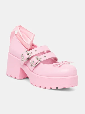 Koi Footwear czółenka Miyako Lace Up Ballet Shoes kolor różowy na platformie ND41