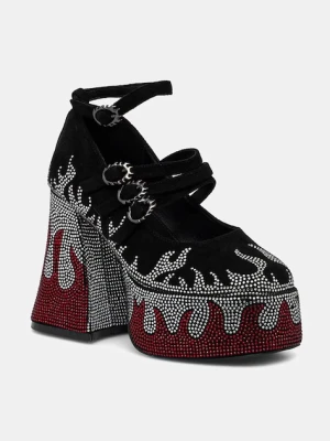 Koi Footwear czółenka na słupku Blazed Flames Strappy Heels