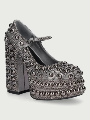 Koi Footwear czółenka na słupku damskie Danbury Hand Studded Platform Boots Grey srebrny