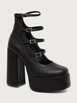 Koi Footwear czółenka na słupku Gurren Strappy Platform czarny