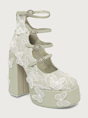Koi Footwear czółenka na słupku Wild Lotus Butterfly Lace Platform zielony