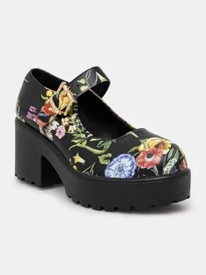 Koi Footwear czółenka TIRA MARY JANES ‘FLORAL EDITION’ kolor czarny na słupku ND68