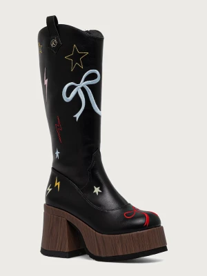 Koi Footwear kozaki na platformie damskie Jettison Chunky Cowboy Boots czarny