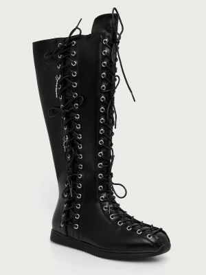 Koi Footwear Numinous Lace Up Charm Long Boots kozaki damskie czarny