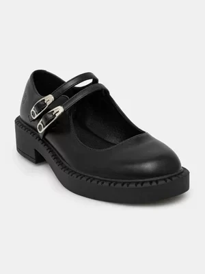 Koi Footwear półbuty Vagar Safety Pin Tale Mary Janes damskie kolor czarny na platformie SWA-22