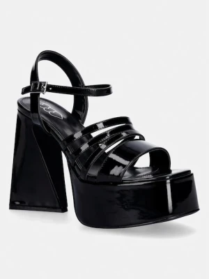 Koi Footwear sandały Dynasty All Black Platform Strappy Heels