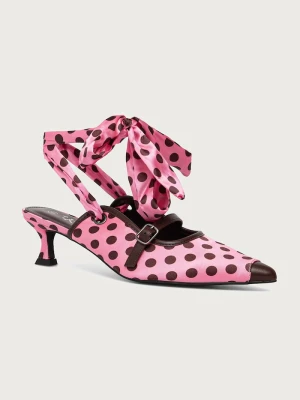 Koi Footwear szpilki z odkrytą piętą Polka Dot Kitten Heels różowy
