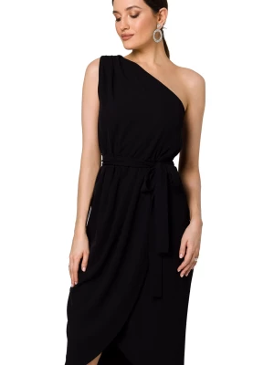 Koktajlowa sukienka asymetryczna na jedno ramię czarna Makover