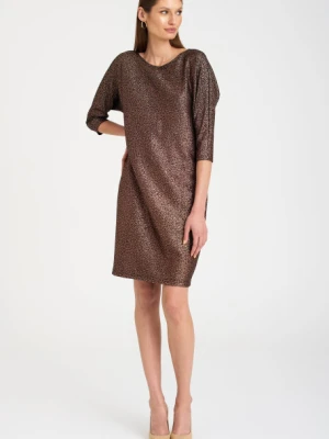 Koktajlowa sukienka w kolorze miedzi, ozdobne wycięcie na plecach Greenpoint