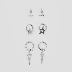 Kolczyki 3-pak z gwiazdkami i krzyżem House