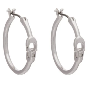 Kolczyki Coach Signature Hoop Earrings 37408160RHO030 Srebrny