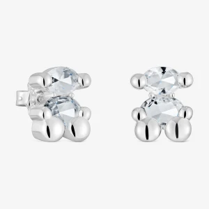 Kolczyki Color Bear 14 Mm Ze Srebra Z Kryształem Górskim Z Motywem Misia - Tous