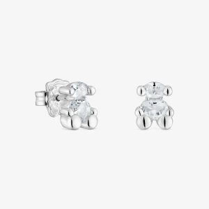 Kolczyki Color Bear 8 Mm Ze Srebra Z Kryształem Górskim Z Motywem Misia - Tous
