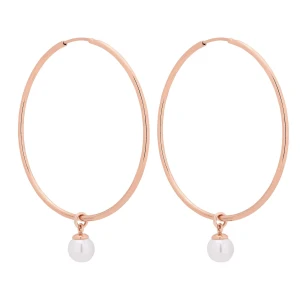 Kolczyki duże koła z białymi perłami SWAROVSKI® CRYSTAL z różowego złota SOTHO