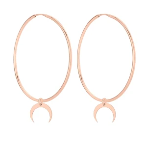 Kolczyki duże koła z księżycami różowym złocie SOTHO