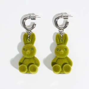 Kolczyki koła królik flokowane zielone BIMBA Y LOLA