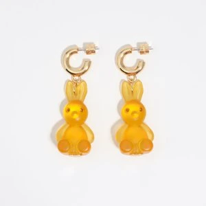 Kolczyki koła królik żywica złote BIMBA Y LOLA