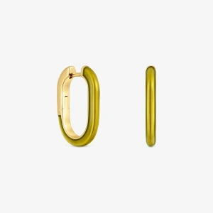 Kolczyki Koła Line Pozłacane 18 Kt Na Srebrze Z Zieloną Emalią - Tous