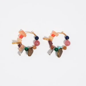 Kolczyki koła metalowe sylwetki i wielobarwne kamyczki BIMBA Y LOLA