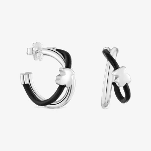 Kolczyki Koła Miś Ze Srebra I Kauczuku 24 Mm Bold Motif - Tous Rozmiar